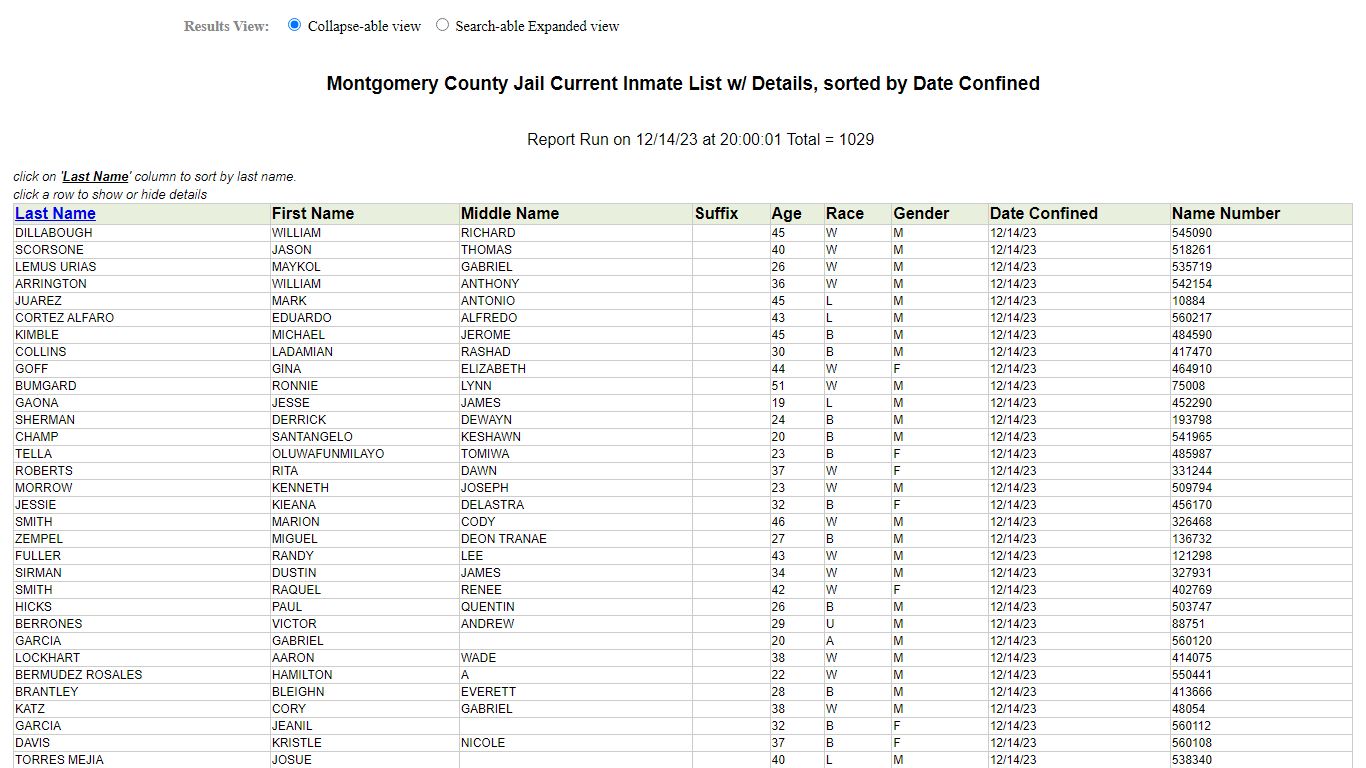 Jail Roster - Montgomery County, Texas